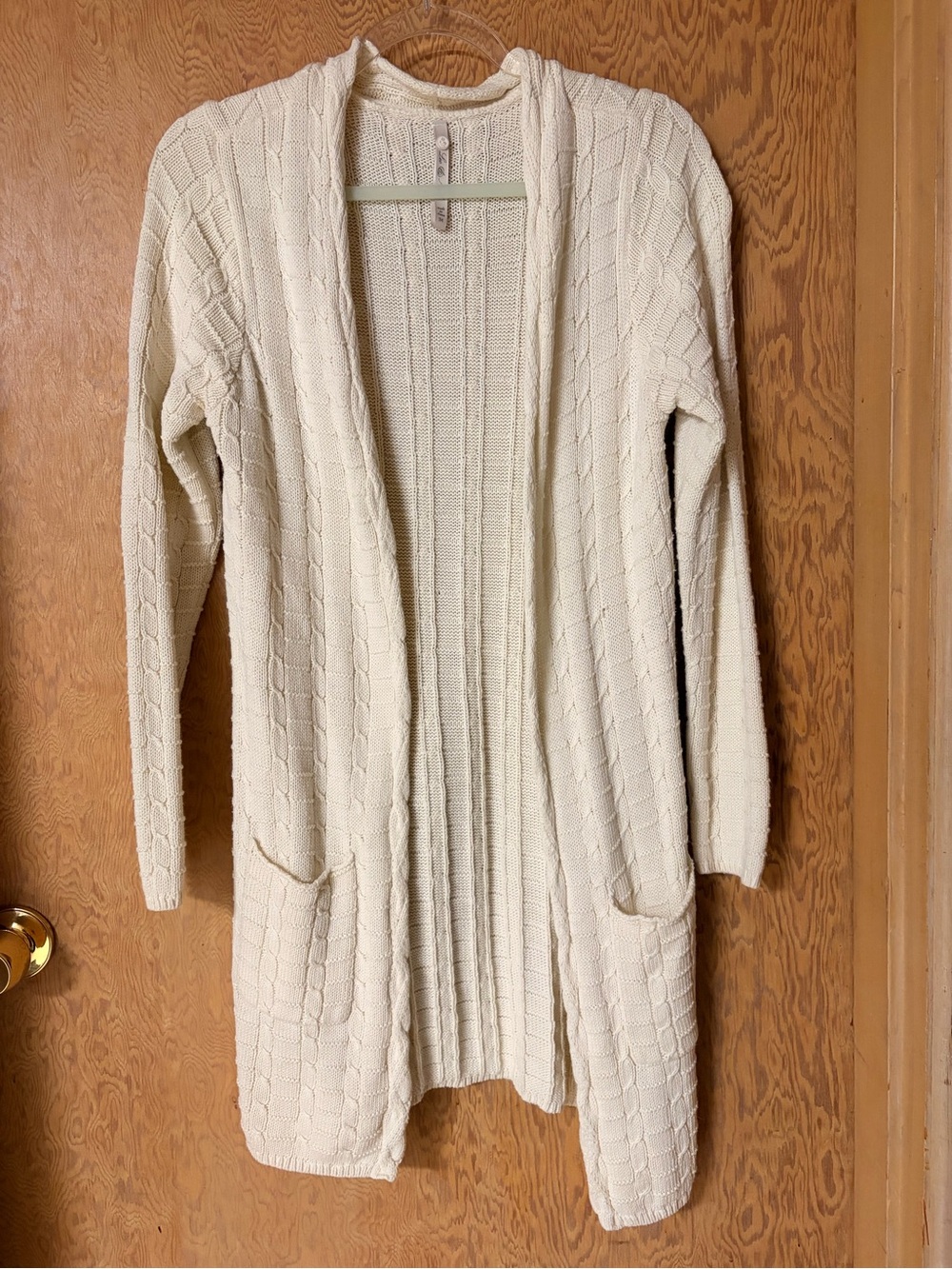 Leo & Nicole Cream Open-Front Cable Knit Cardigan